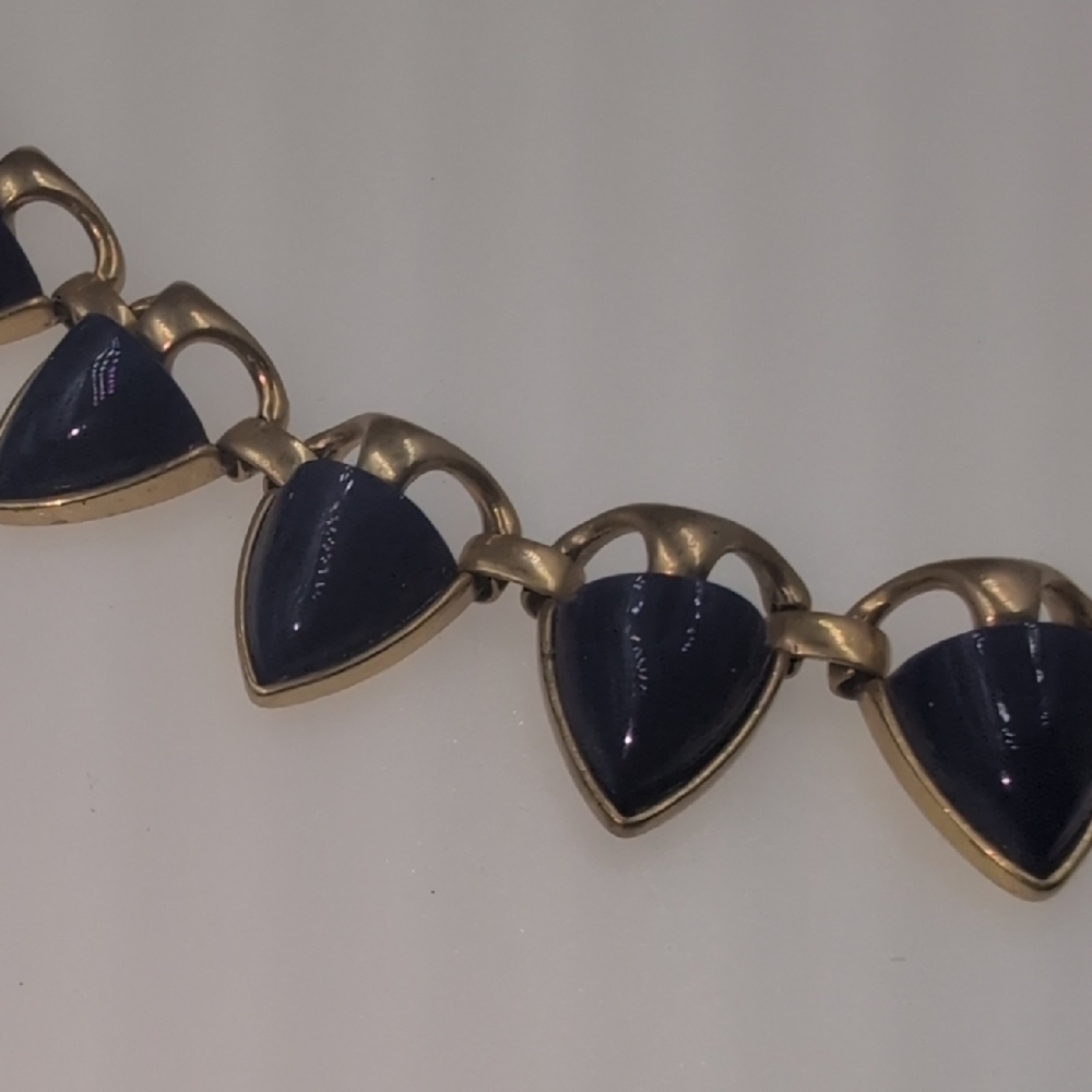 Stella & Dot Gold and Blue Geometric Necklace - Picture 4 of 5
